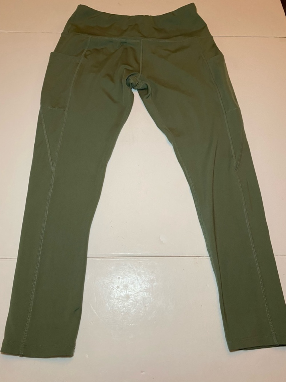 NYL Olive Green High-Waist Active Leggings with two side pockets size L